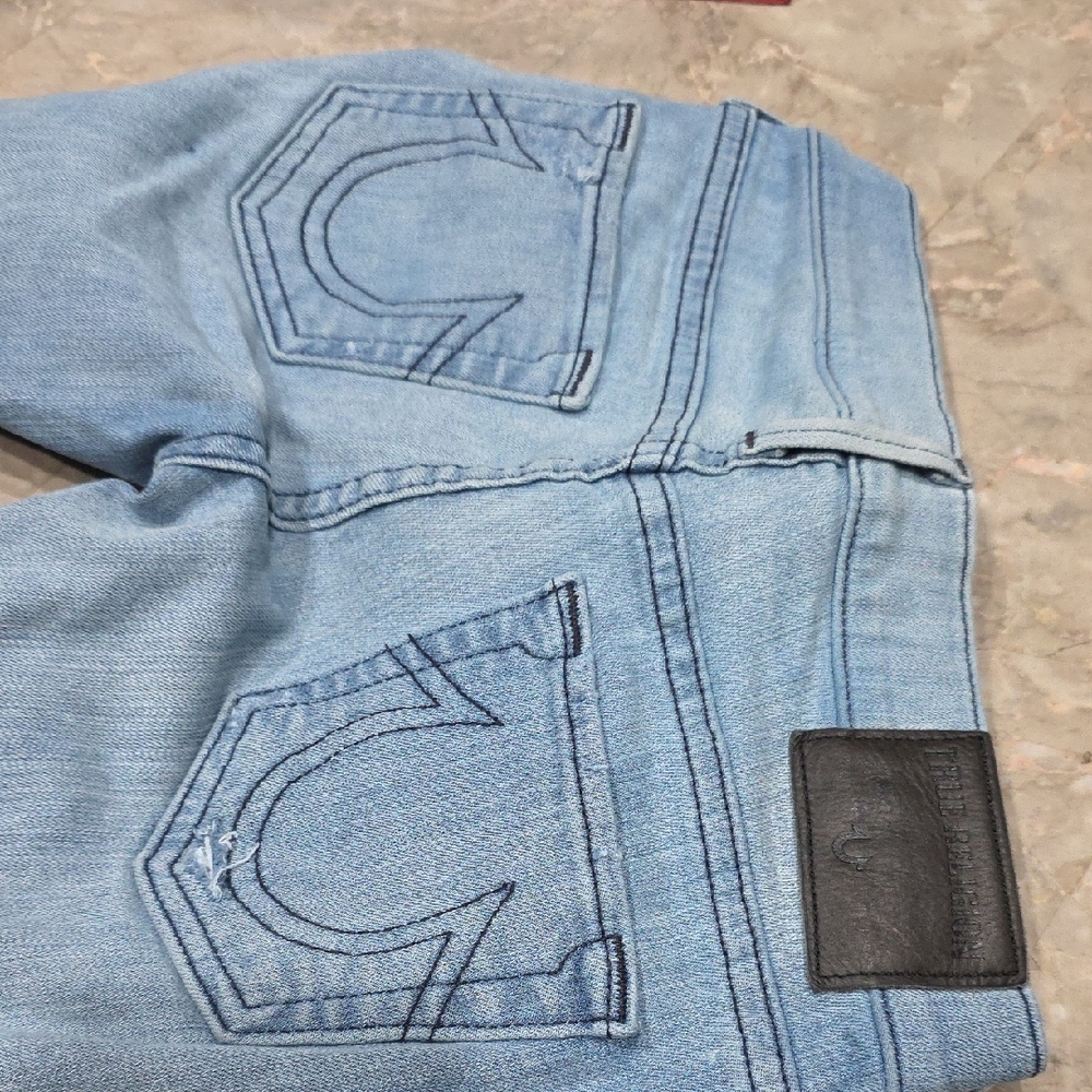 True Religion Light Denim Jeans with Signature Stitching